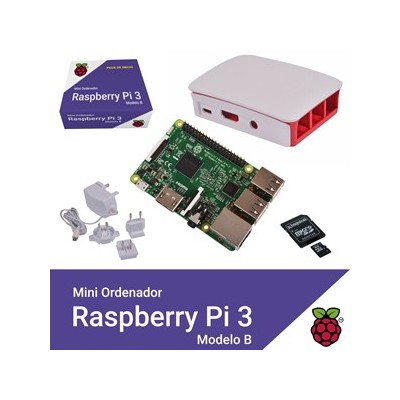 Kit RASPBERRY Pi 3 Modelo B - Caja Roja-Blanca